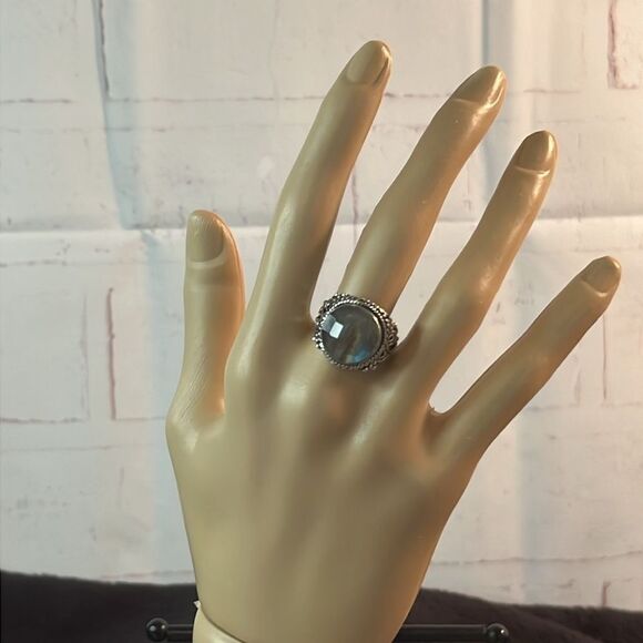 Gorgeous Faceted Artesian Crafted Labradorite Ring Sterling Silver Sz 8.5 - Picture 12 of 13